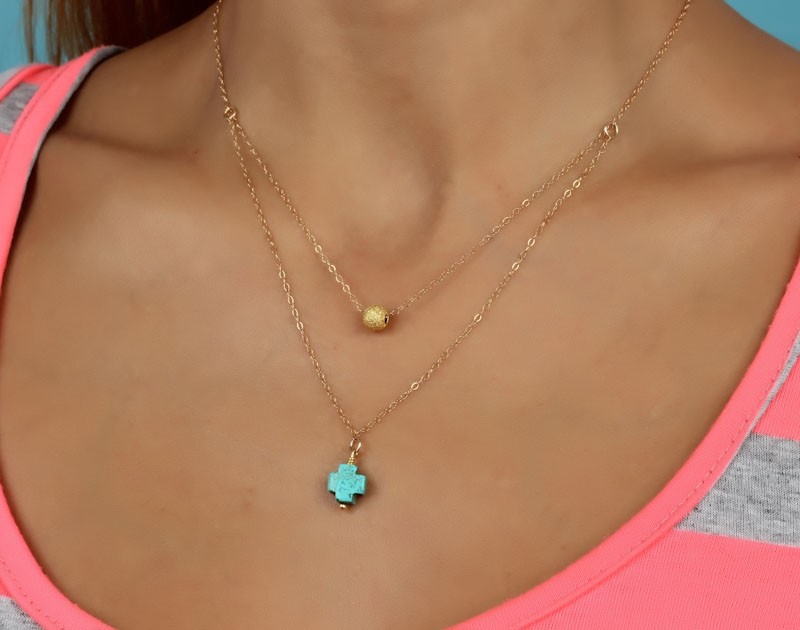 Layered 2025 turquoise necklace