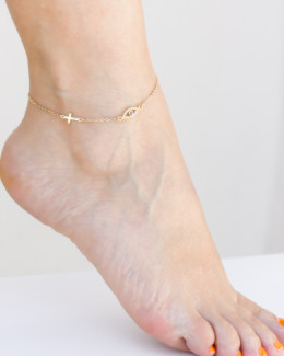 Gold Cross Eye Anklet