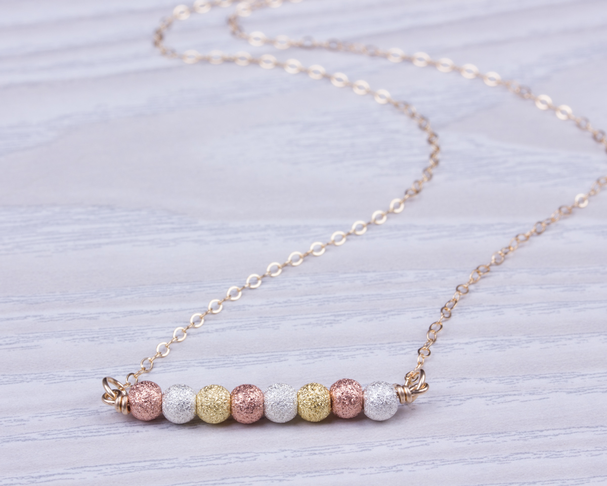 Rose gold bead hot sale chain necklace